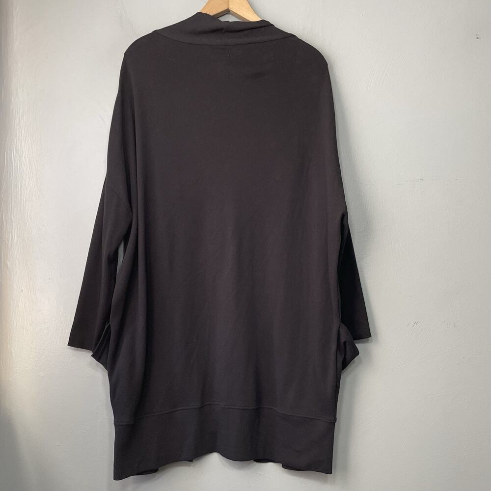 Pact Airplane Wrap Open Cardigan Size M / L Black Knit Organic Cotton Pocket - Picture 4 of 9